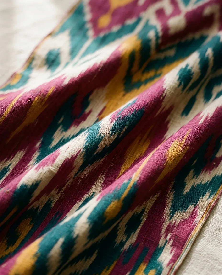 Ikat from Margilan, Uzbekistan, close up