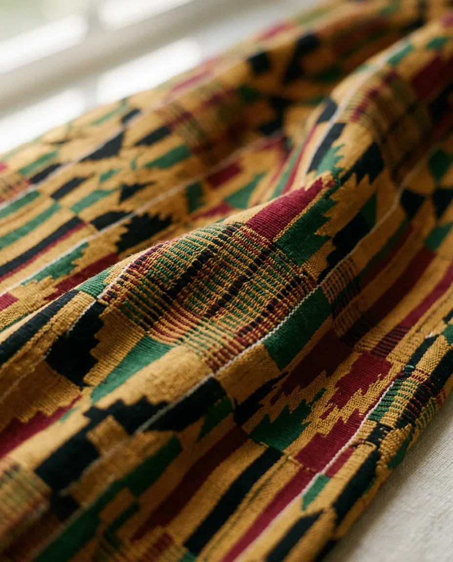 Kente cloth from Bonwire, close up